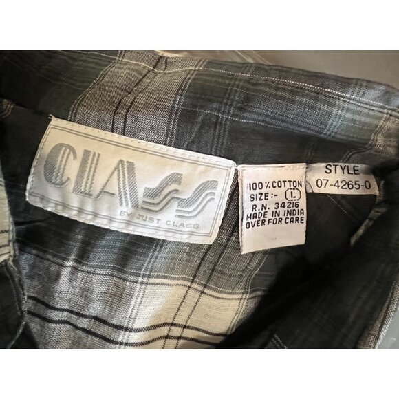 Class by Just Class Women Plaid Long Sleeve Button-Up Shirt Size L Black & White - Picture 13 of 16